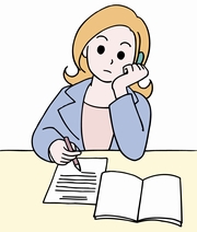 勉強している女性のイラスト