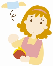 財布を持つ女性のイラスト